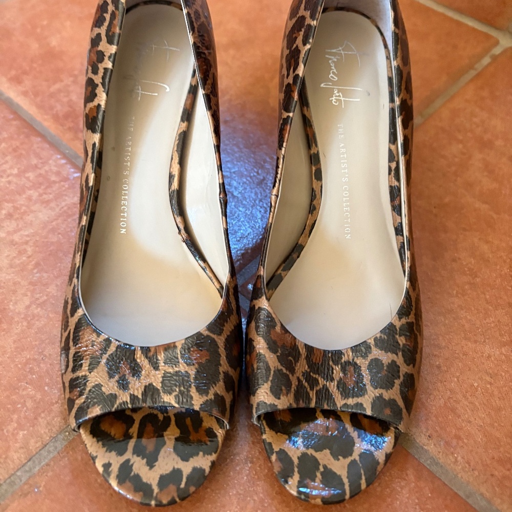 Franco Sarto Leopard Print Wedge Heels – Animal Print Pumps – Size 8